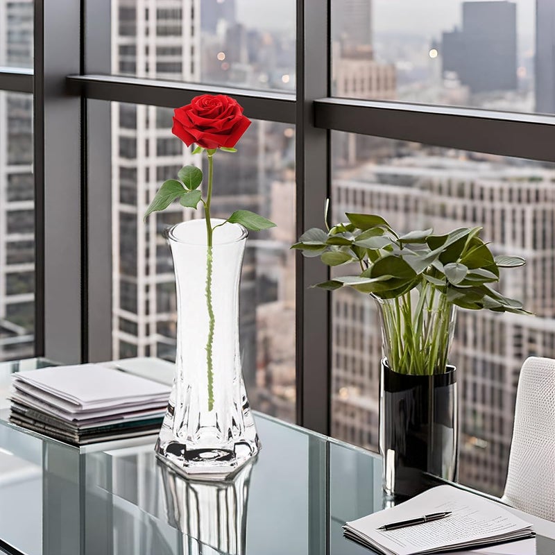 Giftale 6" Height Clear Plastic Bud Vase Glass Like Crystal Acrylic Vase for One Rose Break-Resistant #2021 - Image 2